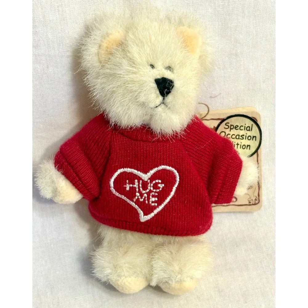 Boyds Bear Will U Hugme Archive Collection Cream Plush Red Sweater Heart 82014